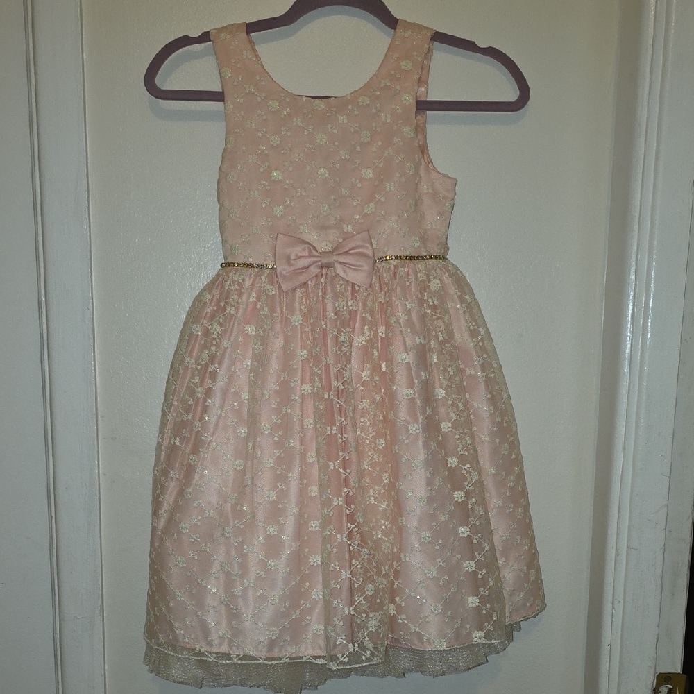 American Princess Pink Floral Lace Dress